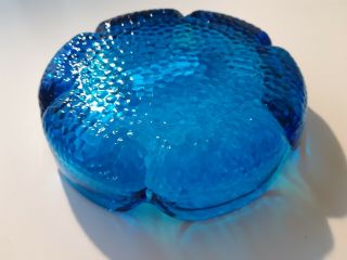VINTAGE MCM Mid Century Modern Art Glass Ashtray - BLUE 2
