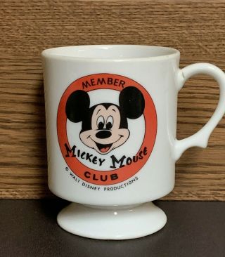 Vintage Walt Disney Mickey Mouse Club Member Ceramic Pedestal Mug Japan 4 "