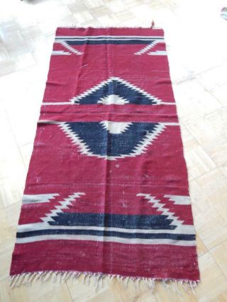 Antique C.  1850s Mexican Rio Grande Saltillo Blanket Weaving - Early,  Scarce