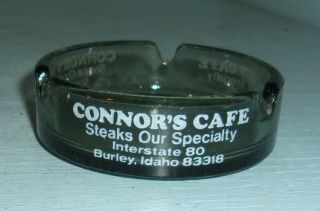 Vintage Smoked Glass Advertising Ashtray Connor 