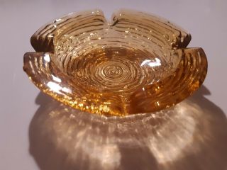 Vintage Anchor Hocking Soreno Gold Amber Glass Ashtray Mcm Modern Mid Century