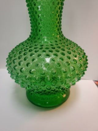 Vintage Fenton Green Hobnail 11 Inch Crimped Vase 3
