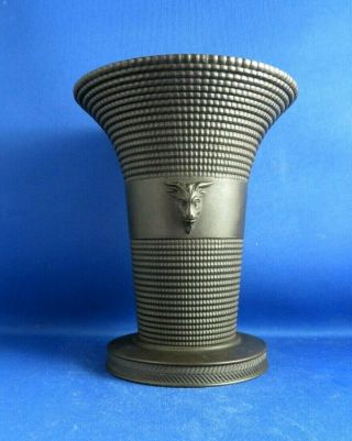 Antique 19thc Wedgwood Black Basalt Engine Turned Vase (incense Burner) C1810