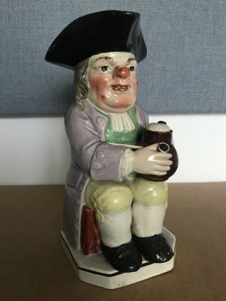 Antique Large Toby Jug Seated Holding Pitcher And Pipe C1850