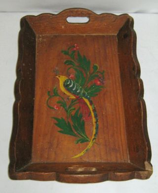 Vintage Hand Painted Handmade Wood Serving Tray - Mexico