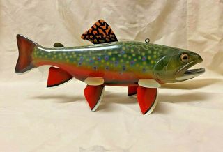 Early John Pususta Brook Trout Folk Art Fish Decoy