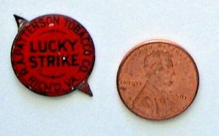 Lucky Strike (r.  A.  Patterson) Vintage Tin Tobacco Tag Tags Lithographed