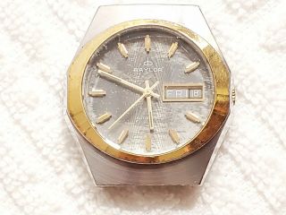Vintage Baylor Automatic Swiss Made Day Date Watch 17 Jewels Flex Two Tone Band