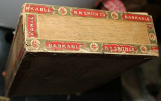 Antique Bankable Cigar Box N N Smith 1915 Wooden 2