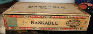 Antique Bankable Cigar Box N N Smith 1915 Wooden 3