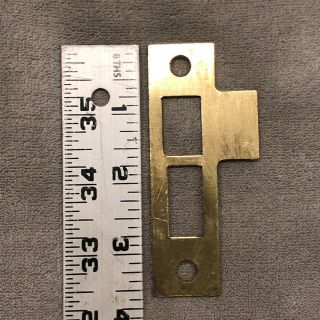 (1) Vintage 3 - 5/8” Solid Brass Door Mortise Lock Strike Plate Keeper Hardware