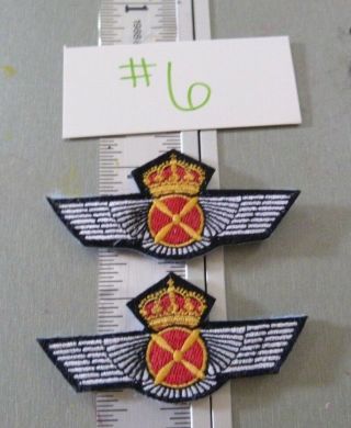 Vtg 2 Spanish Air Force Military Embroidered Uniform Badge Wings - H 6