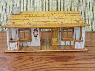 Vintage Marx Tin Litho White Clapboard Cabin Fr Roy Rogers Rodeo Ranch Playset
