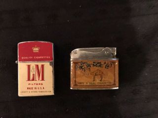Vintage L & M And Camel Cigarette Lighters By Continental & Zenith