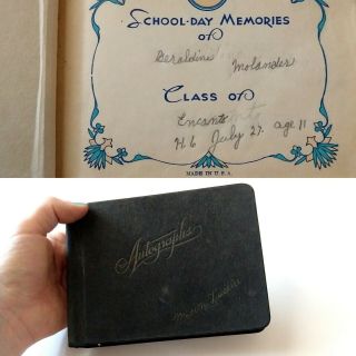 Vintage 1940s School Autograph Book Ephemera Signature Yearbook Style