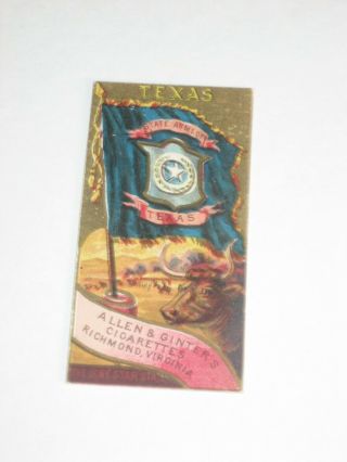 1890 N11 Allen & Ginter Cigarettes - Flags Of States/territories Card - Texas