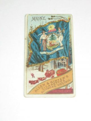 1890 N11 Allen & Ginter Cigarettes - Flags Of States/territories Card - Maine