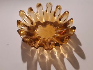 Vintage Amber Gold Honey Art Glass Ashtray Mcm Mid Century Modern