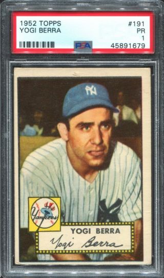 1952 Topps 191 Yogi Berra Psa 1 Pr York Yankees