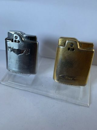 2 Vintage Ronson Lighters Whirlwind Imperal,  Essex.  Gold And Silver Tone