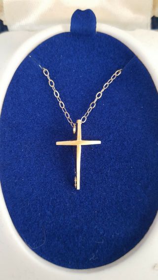 Vtg Childrens Gold Tone Cross Necklace Fashion Jewelry 14 "