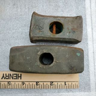 2 Vintage Copper Hammer Heads.  4 x 1.  5 @ 3 lbs 11 Oz,  2 lbs 7 Oz. 2