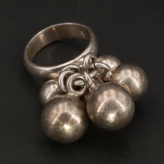 Vtg Sterling Silver - Mexico Cha Cha Ball Bead Solid Band Ring Size 6 - 15g
