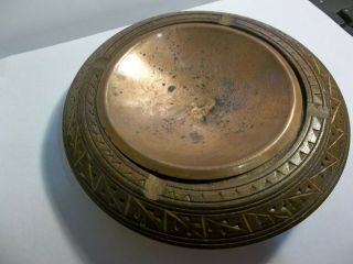 Hard Carved Wooden Ashtray With Copper Insert