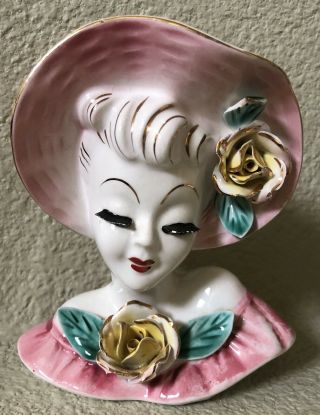 Pretty Vintage Lady Head Vase Wall Pocket