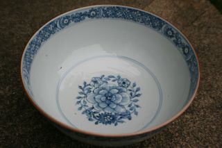 18th C.  Antique Chinese Porcelain Blue & White Hidden Carving Pattern Large Bowl 2