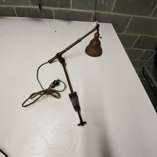 Antique Industrial Oc White Adjustable Articulated Bench Light Task Copper Lamp