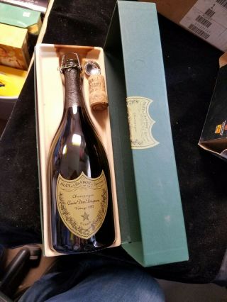 Vintage 1993 Cuvee Dom Perignon Empty Champagne Bottle Box & Cork