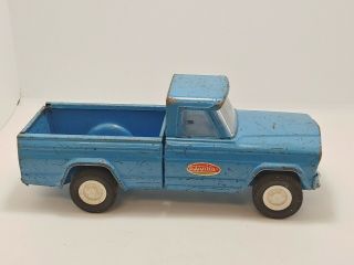 Vintage 1960’s Blue Tonka Toys Jeep Pickup Truck w Tonka Staples Horse Trailor 2