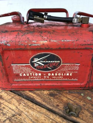 Vintage Keikhaefer Mercury 3 - 1/4 Gallon Metal Outboard Motor Gas Tank