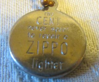 Vintage ZIPPO Keychain The Cent Never Spent To Repair a Zippo Lighter 1960 PENNY 2