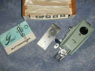 Vintage 1966 Greist Buttonholer Attachment For Sewing Machines Complete,  Xtras