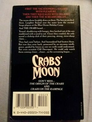 CRABS MOON Guy N.  Smith Vintage Horror Paperback Dell 1988 2