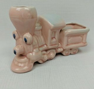 Vintage Ceramic Porcelain Pink Train Planter Nursery