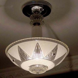 514 Vintage Antique Art Deco Glass Shade Ceiling Light Lamp Fixture Chandelier