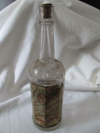 Antique Detroit Whiskey Bottle W/paper Label - John Hancock / Robinson & Aronheim