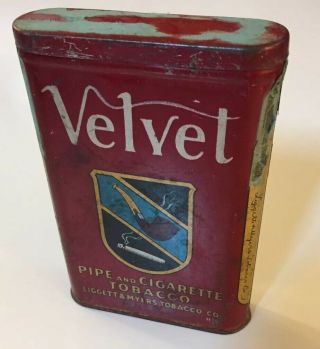 Vintage Velvet Pipe And Cigarette Smoking Tobacco Pocket Tin
