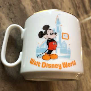 Vintage Walt Disney World Coffee Mug Mickey Mouse Gold Rim Made In Japan