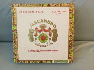Macanudo " Claybourne Cafe " Cigar Box Empty Montego Y Cia Handmade In Santiago