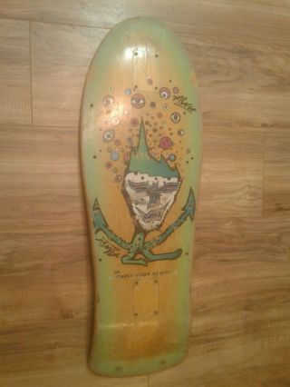 Vintage Alva Chris Cook Design Skateboard Deck - Natural/green/purple