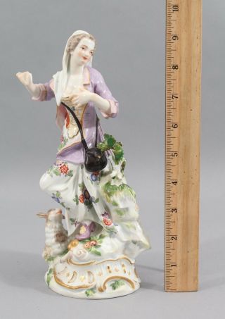 1920s Antique Early 20thc German Meissen Porcelain Figurine Girl W/ Dog Nr