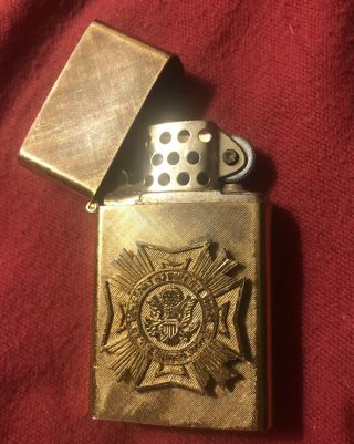 Vintage Florentine 14 K Gold Plated Veterans Of Foreign Wars Lighter