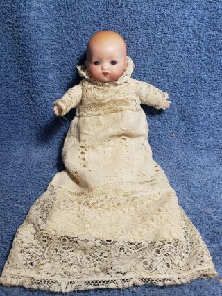 Antique German Bisque Armand Marseille Baby Doll Blue Glass Eyes 8in Am Wow