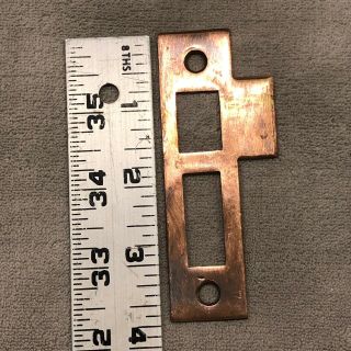 (1) Vintage 3 - 7/8” Solid Brass Door Mortise Lock Strike Plate Keeper Hardware