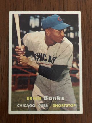 1957 Topps Ernie Banks Chicago Cubs 55 Baseball Card Hof Sharp