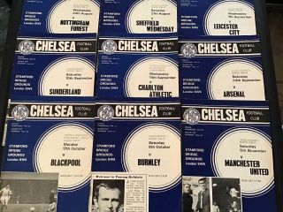 9 Vintage Chelsea Football Club Programmes 1966 - 67 Season.  League & Cup